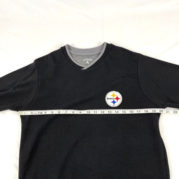 Mens Antigua Pittsburgh Steelers Ribbed Black Sweatshirt Size Small - Picture 3 of 7
